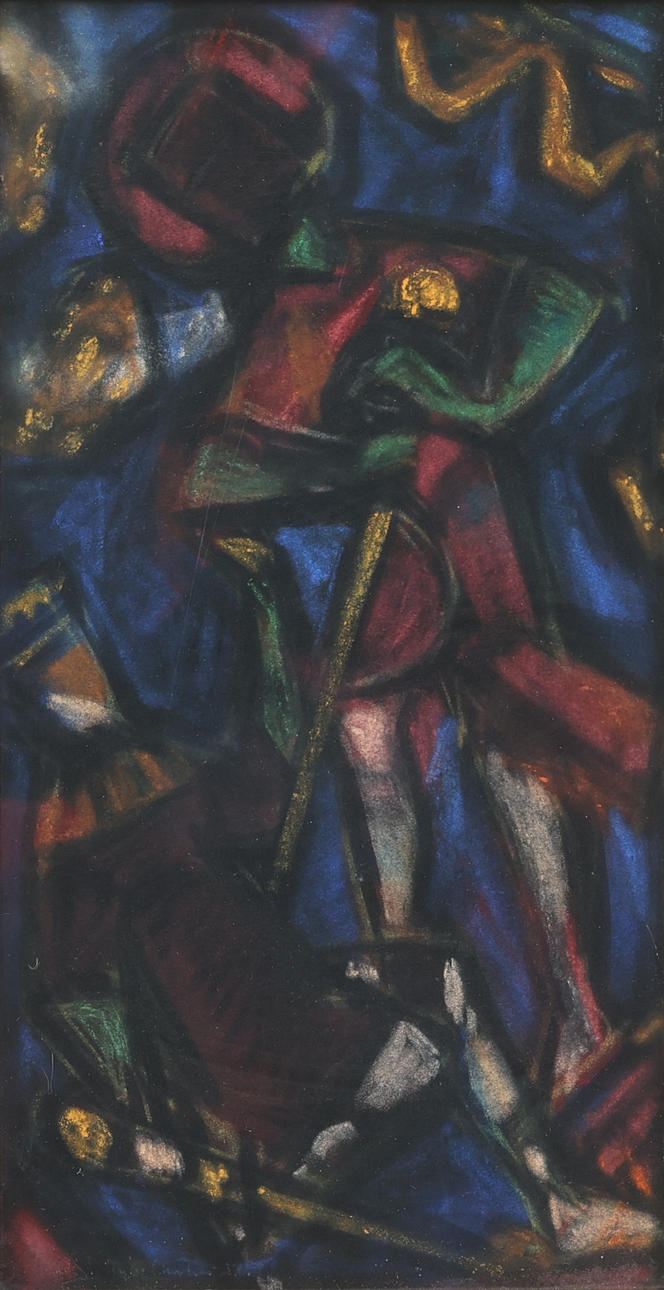 CARL EINAR KEDJA (1907-1993). Composition, chalk and pastel, signed, on verso attributed.