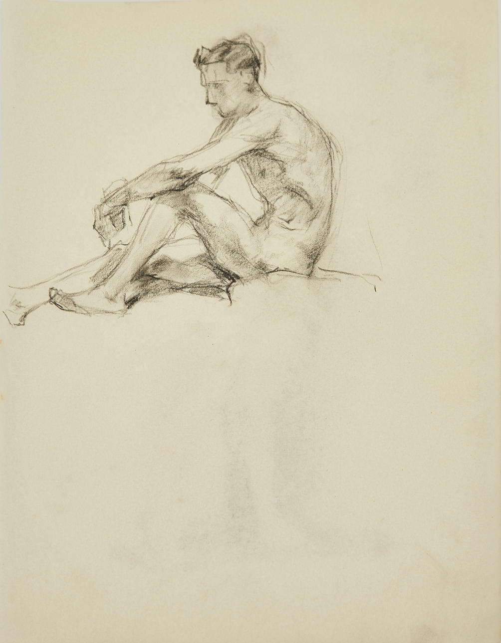 UNBEKANNTE*R KÜNSTLER*IN. Sitzender Männerakt.