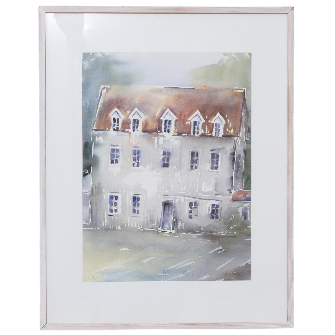 RIA ROES. House, watercolor, signed.