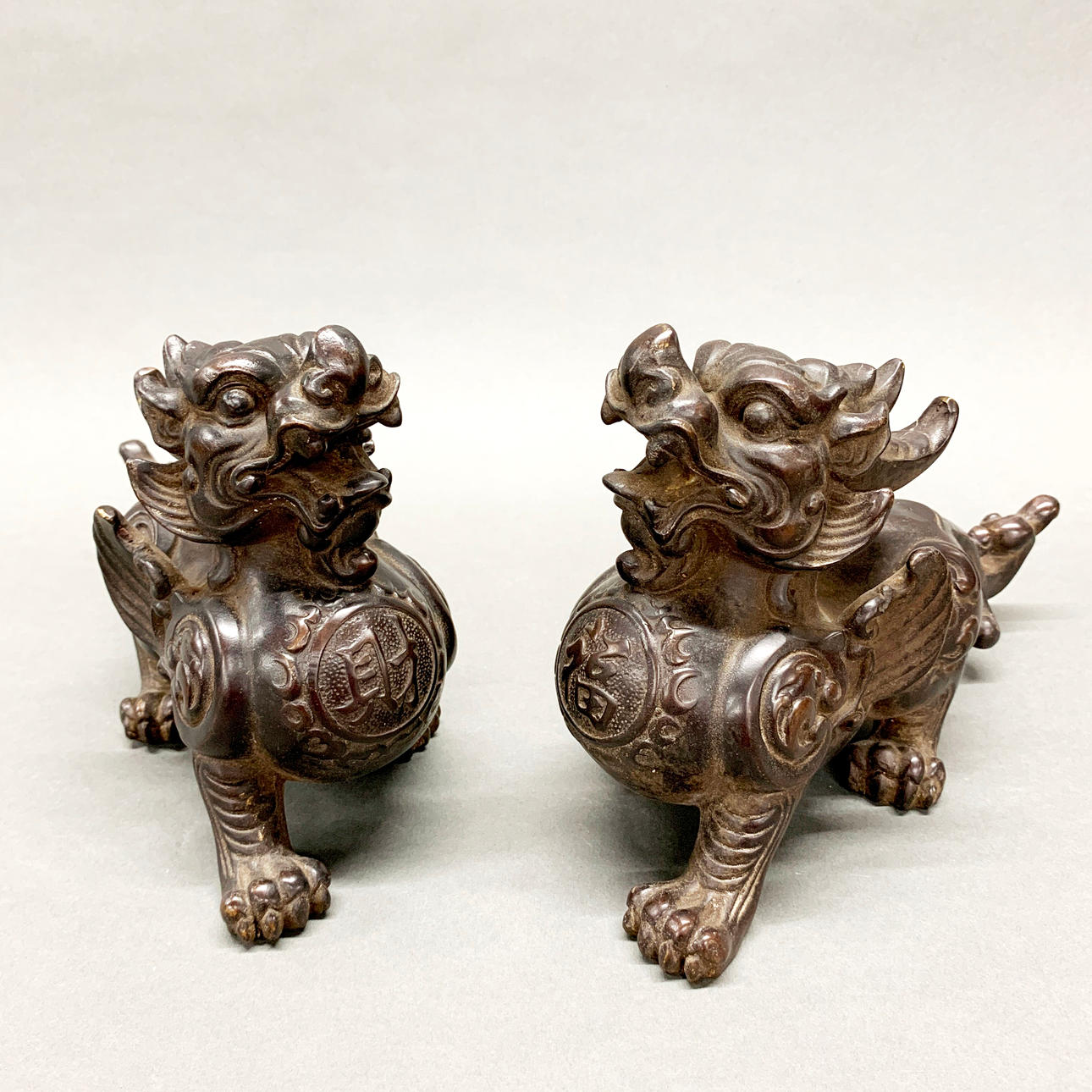 PAREJA DE DRAGONES DE BRONCE CHINOS.