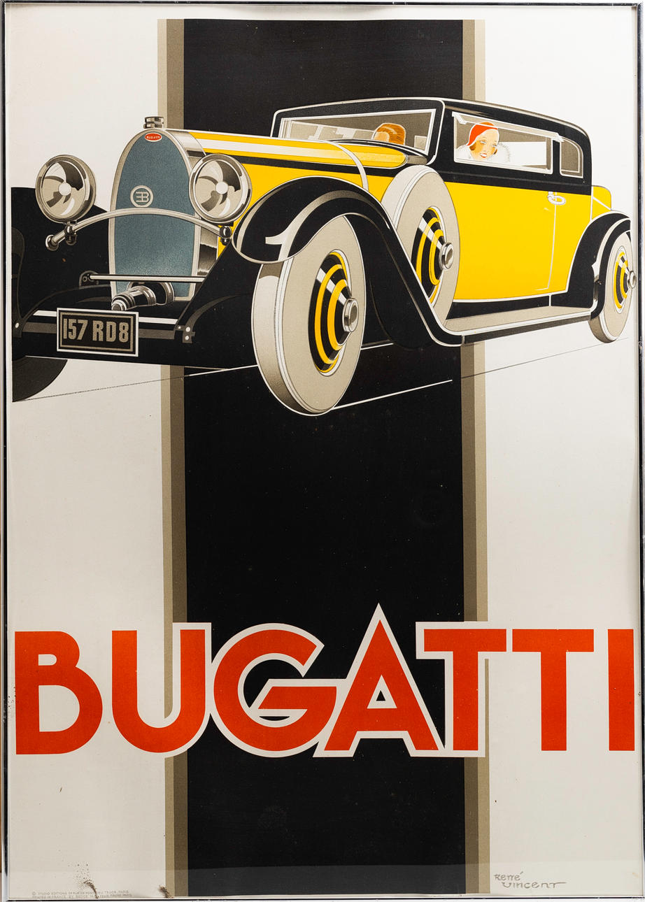 RENE VINCENT. Bugatti, litografi, 1900-tal.
