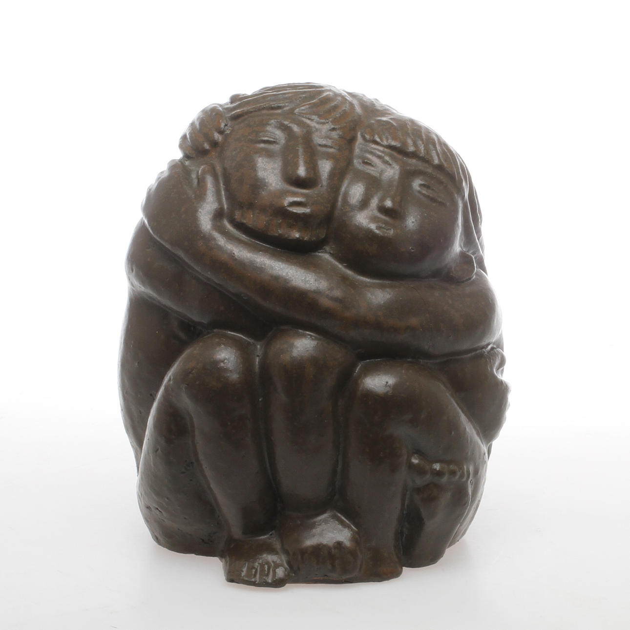 FIGURIN, stengods, "Omfamningen", Åke Holm, signerad.