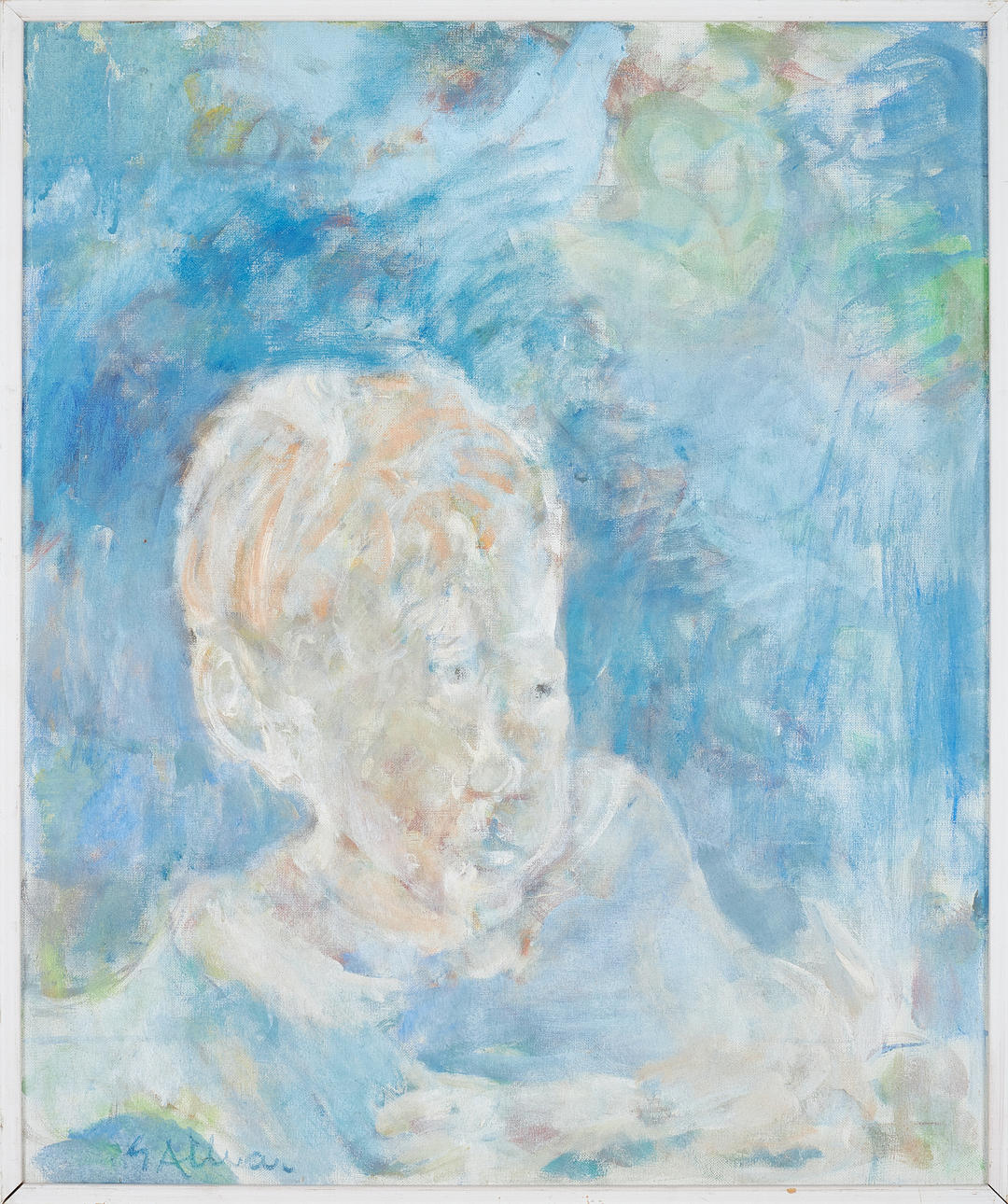 GUNNAR ALLVAR. Portrait composition, oil on canvas, signed.