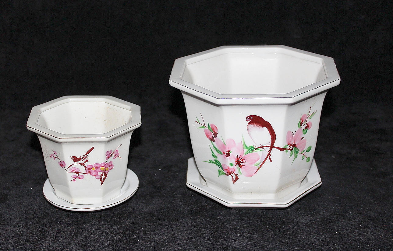 BLOMKRUKOR PARTI, med fat, 243 st, nya från 1970-talet, Kina.