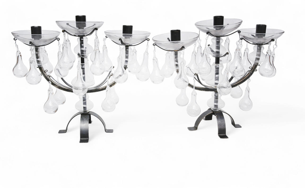 KERZENHALTER „La Scala“, Lambert, Glas/Metall, ein Paar.