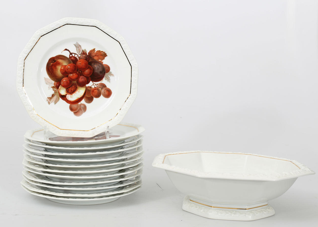FRUKTSERVIS, porslin, "Maria", 13 delar, Rosenthal.