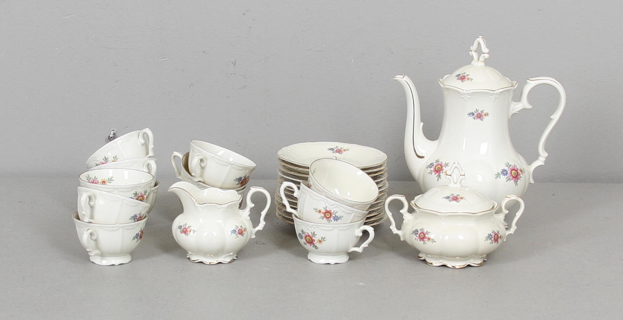 KAFFESERVIS, 27 delar, porslin, Hackefors.