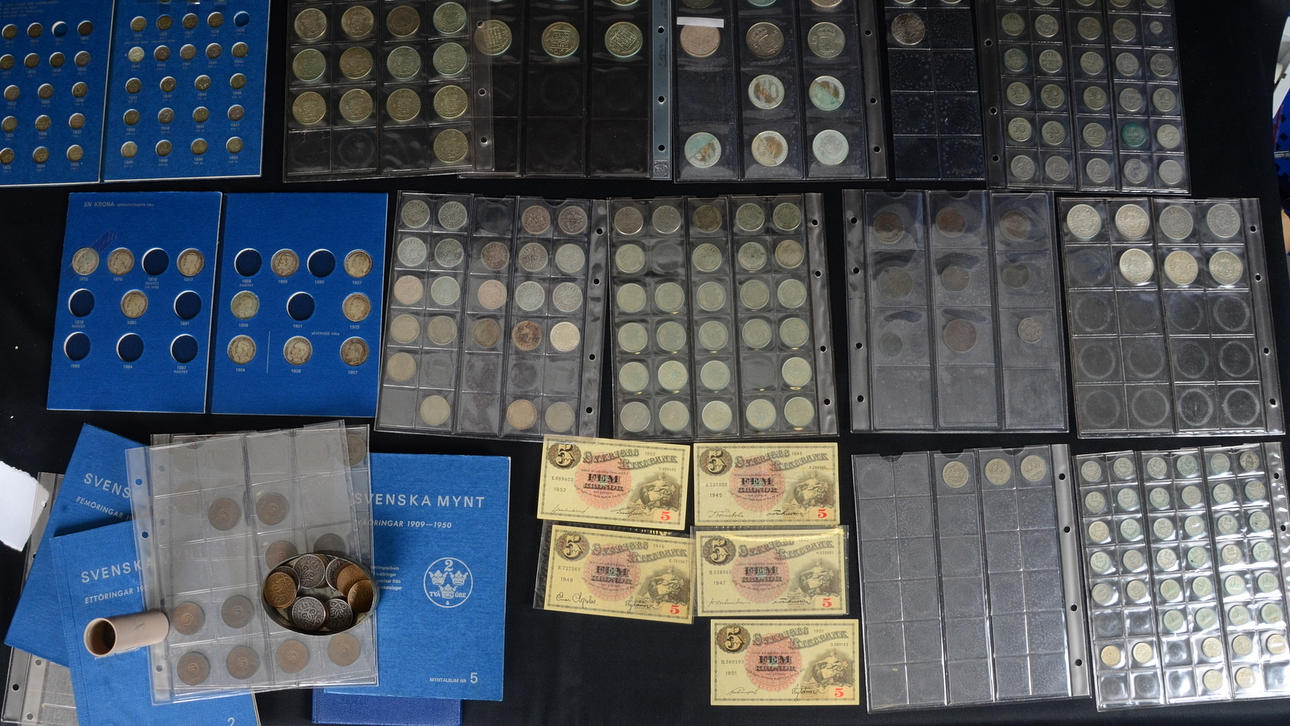 MYNTSAMLING, Sverige, 1kr, 2kr, mm.
