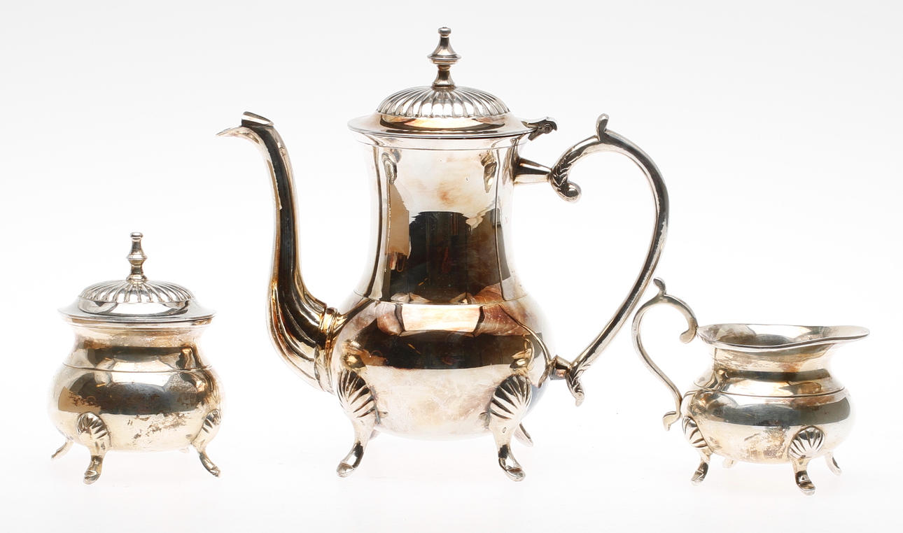 KAFFESERVIS, 3 delar, nysilver.