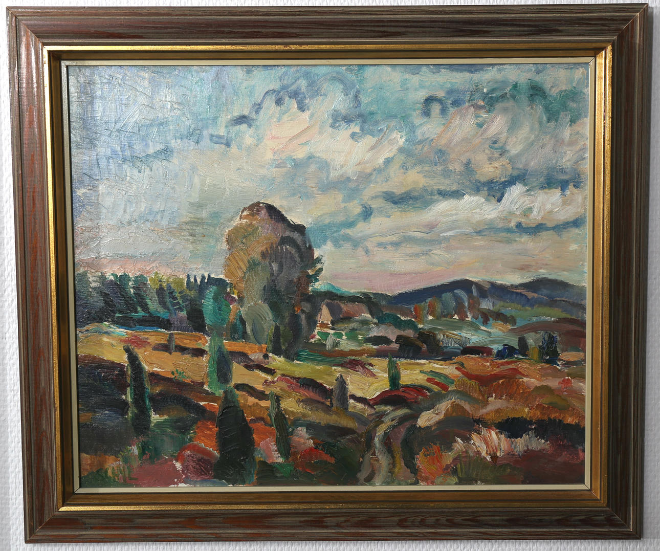 JULES SCHYL. Olja på pannå, Sydländskt landskap, signerad Schyl.