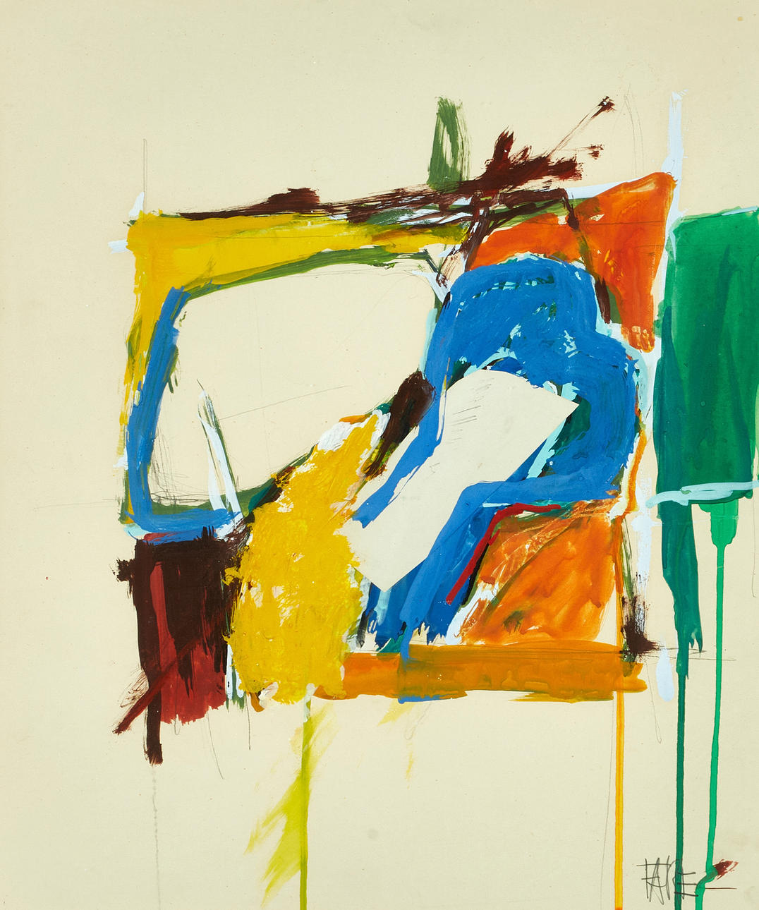 LEOPOLD FARE. Composition, dated verso 1964, signed Fare, gouache and collage.