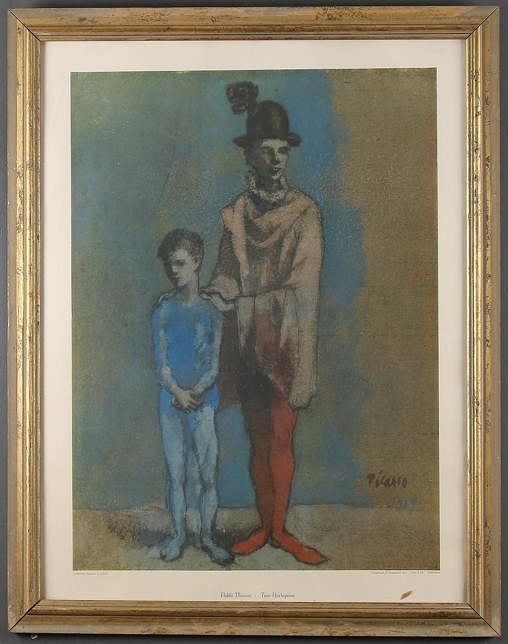 PABLO PICASSO. Efter, "Two Harlequins", plansch, Raymond & Raymond, New York, Publishers.