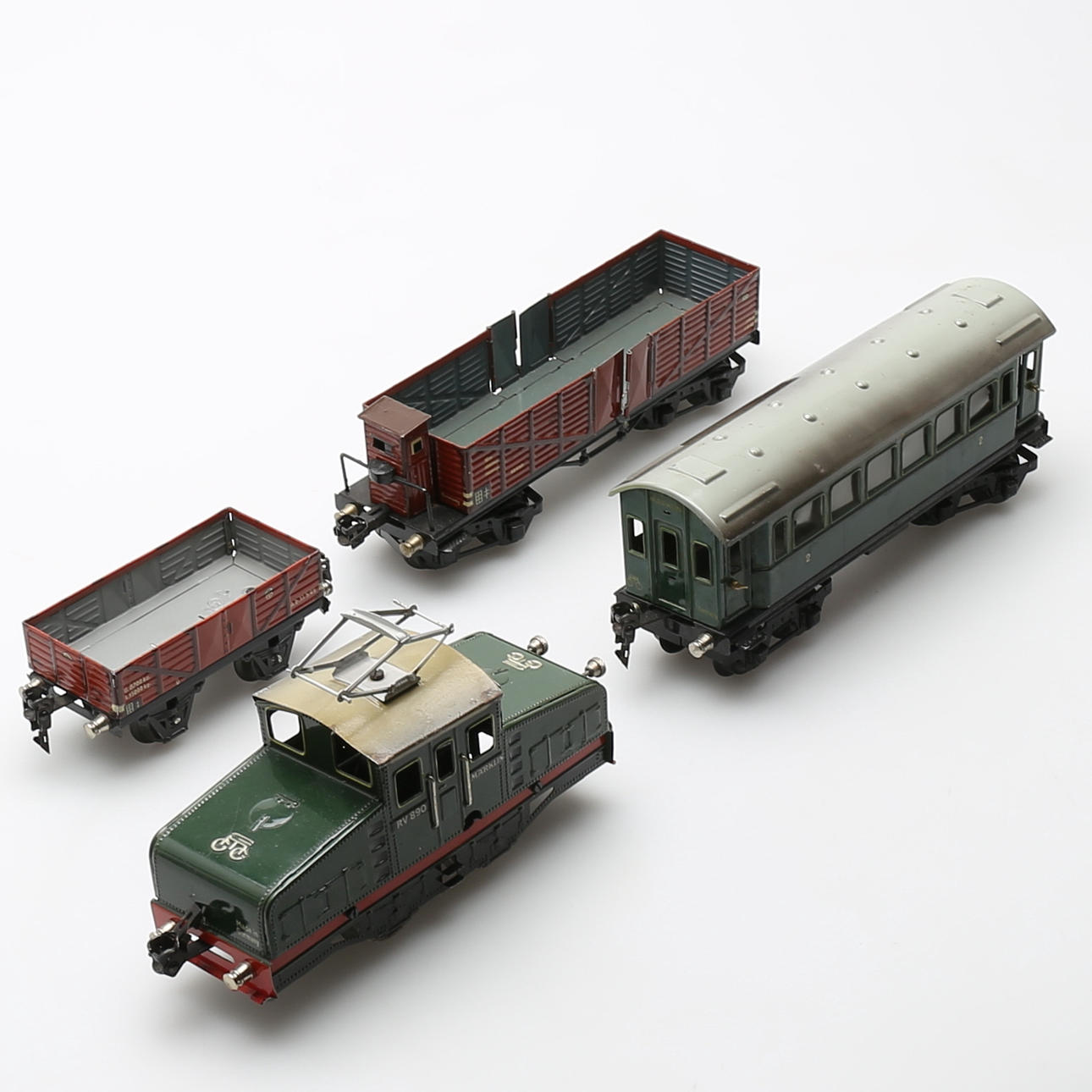 TÅGSET, Märklin, fjäderdrivet, skala 0, 1950-talet, plåt.