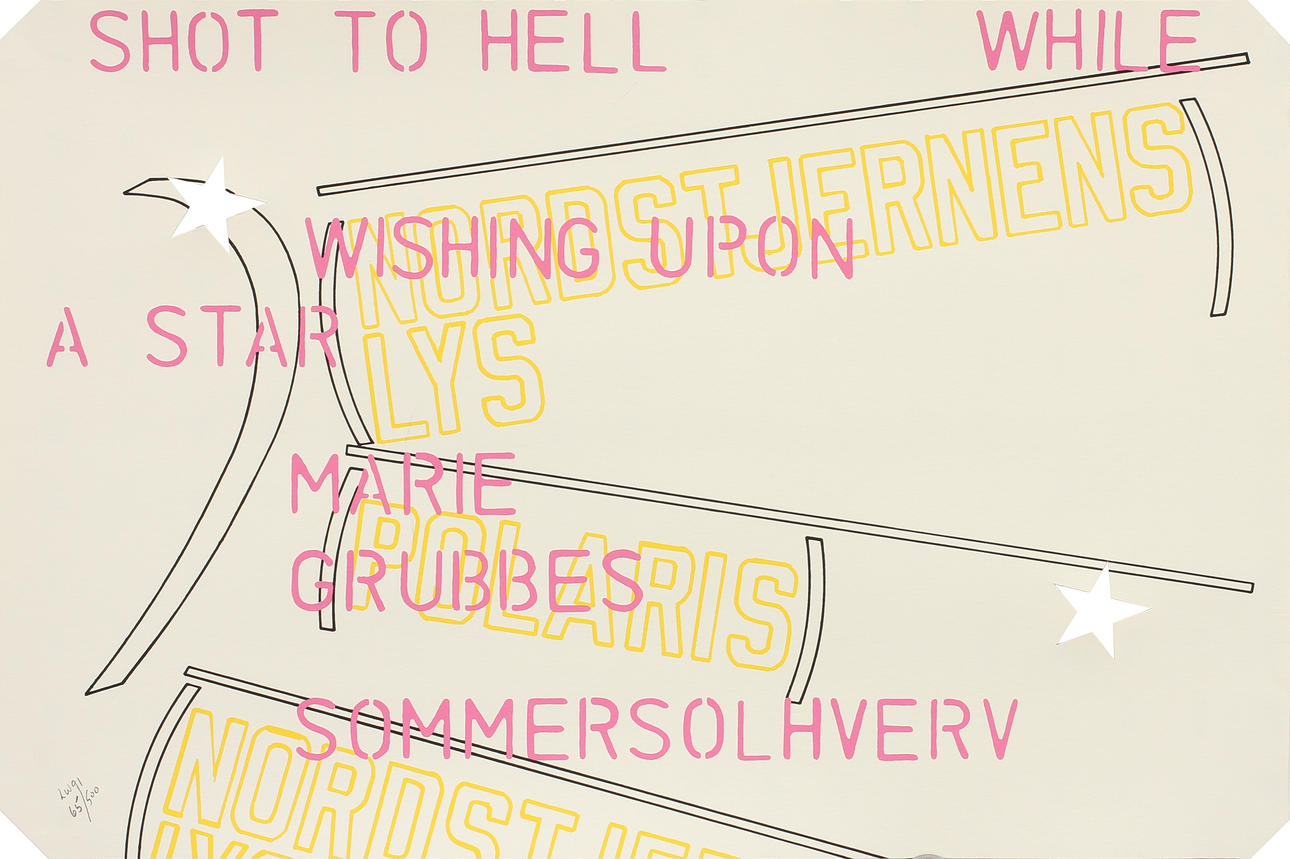 LAWRENCE WEINER (1942-). "Nordstjernans lys polaris", serigrafi, signerad och numrerad 65/500. Daterad -91.