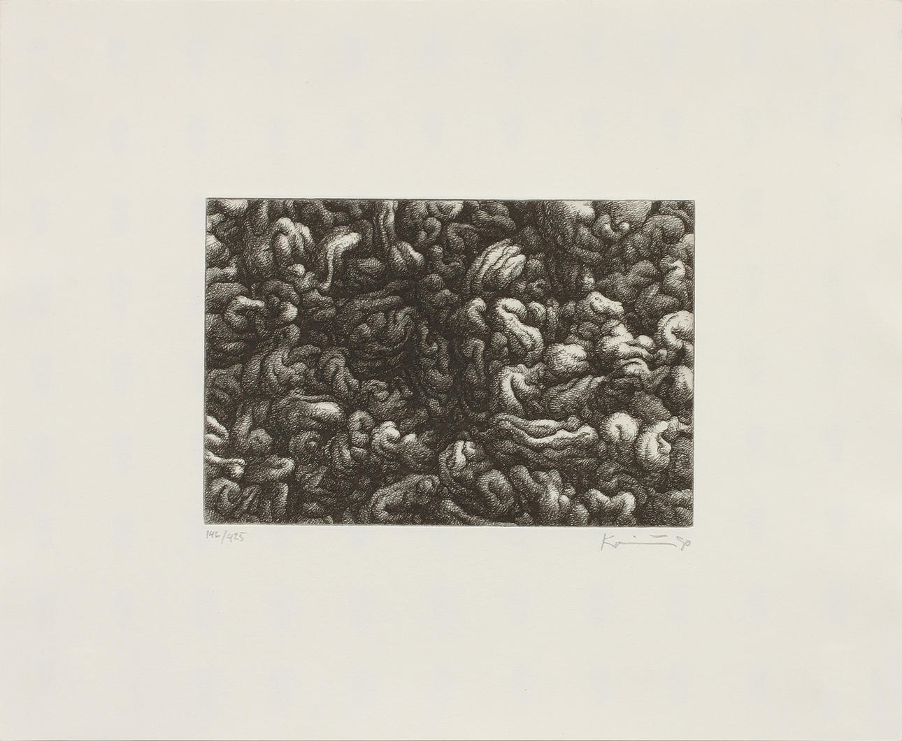 MICHAEL KVIUM. (1955-), "Tankemodel", koppartryck, signerad samt daterad -90. Numrerad 146/425.