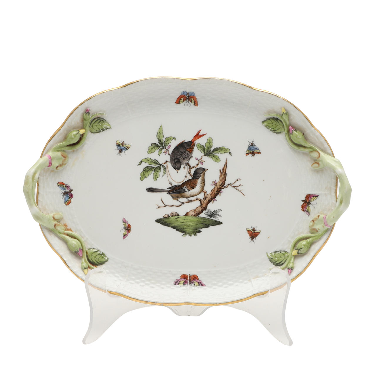 A HEREND CHINA ROTHSCHILD BIRD PATTERN TRAY.