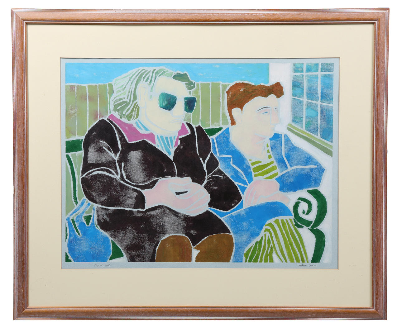 CLAIRE LAMBERT, PENCIL SIGNED MONOPRINT 'THE BENCH'.