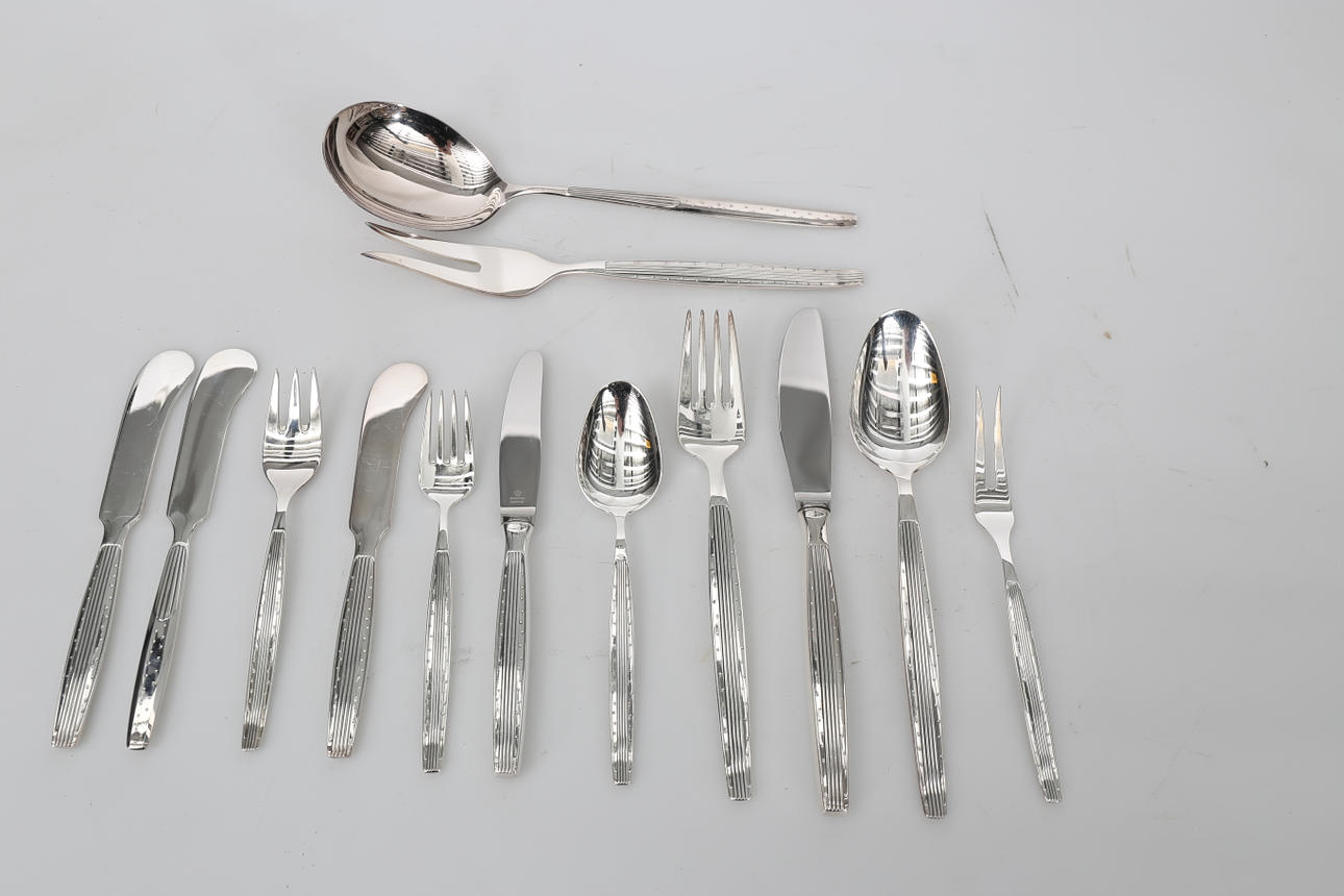 BESTICKSUPPSÄTTNING, nysilver, 84 delar, KJA, Danmark.