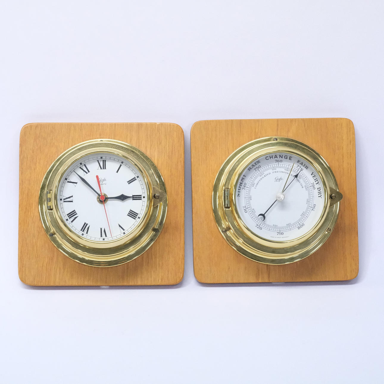 GUFA SHIP CLOCK AND BAROMETER.