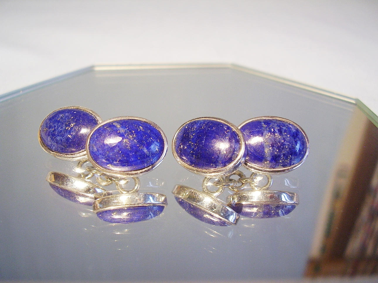 DUBBEL MANSCHETTKNAPPAR MED LAPIS LAZULI handgjorda i silver 925.