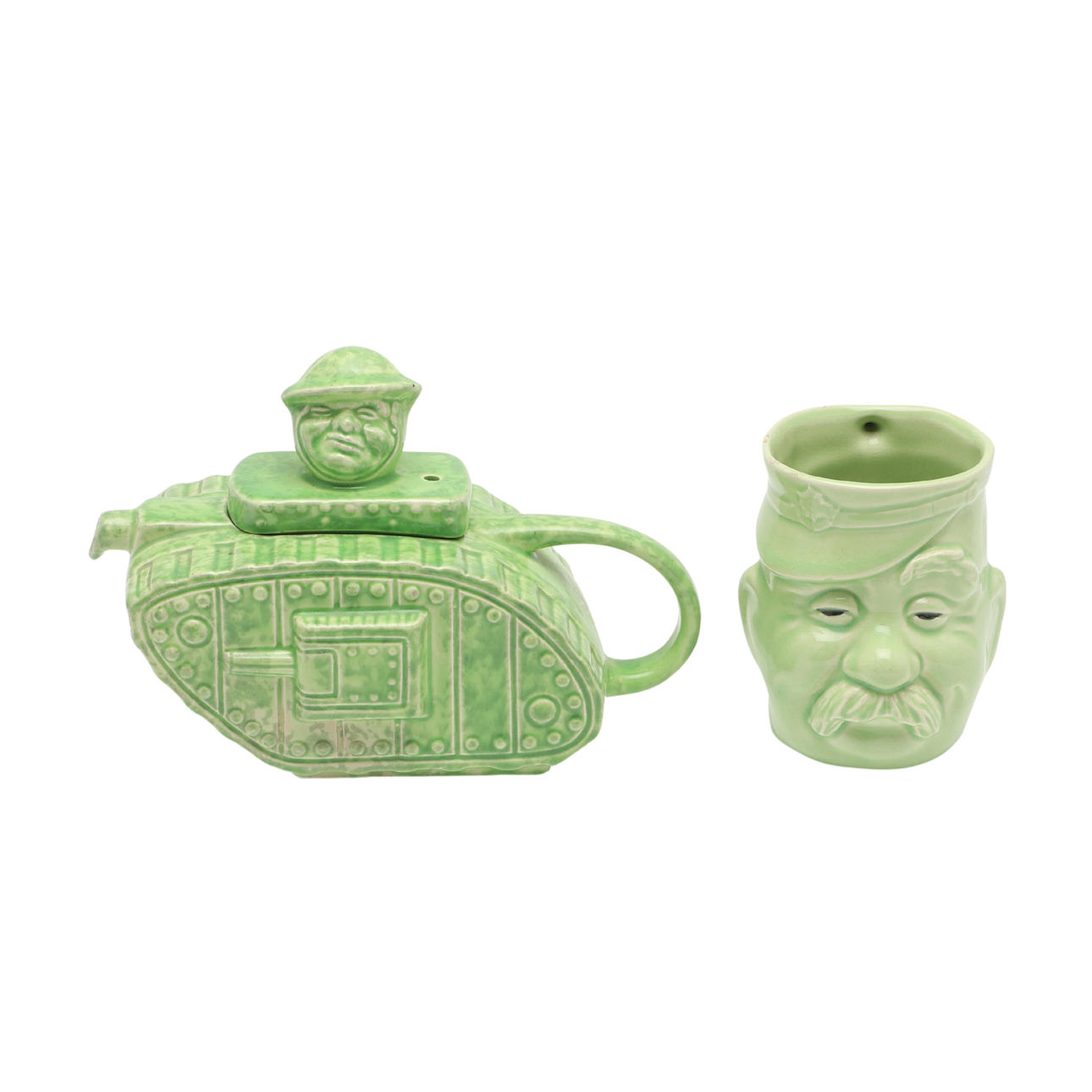 SADLER 'TANK' TEAPOT & OLD BILL TOBY JUG.