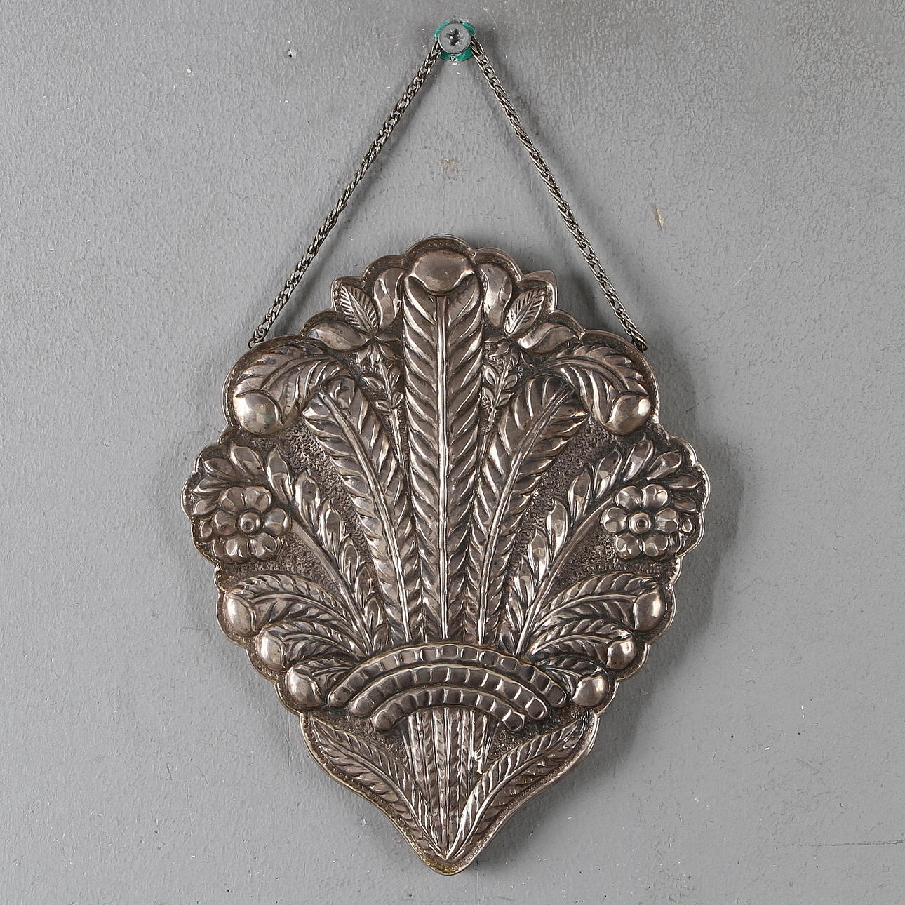 TURKISH WEDDING MIRROR with silver frame, stamped 900, 1900s.