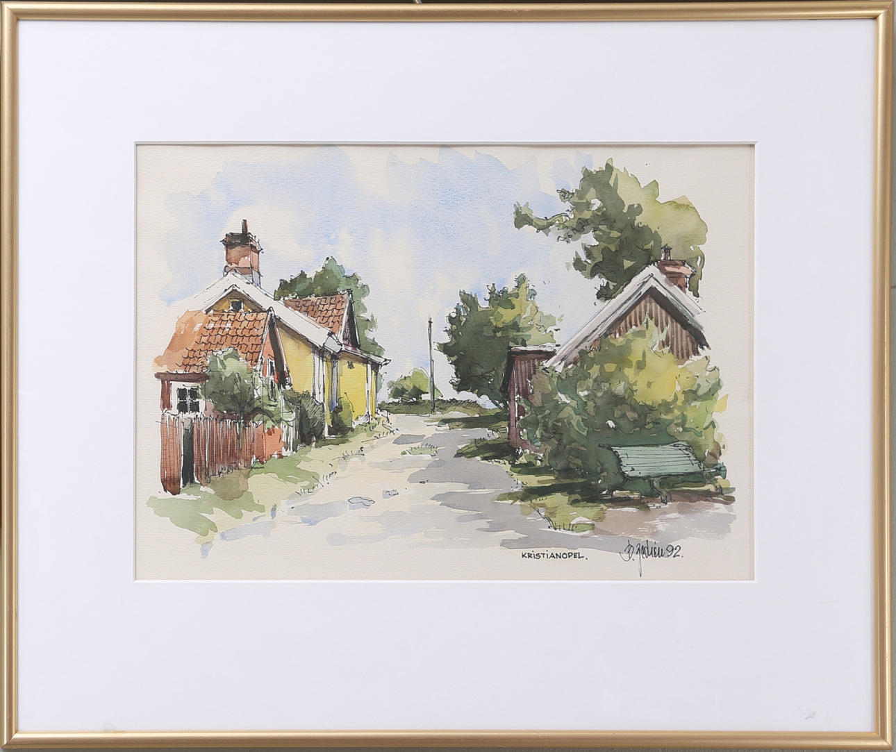 BERT ZEDRÉN. Motiv från Kristianopel, akvarell, signerad "B.Zedrén92", 1992.