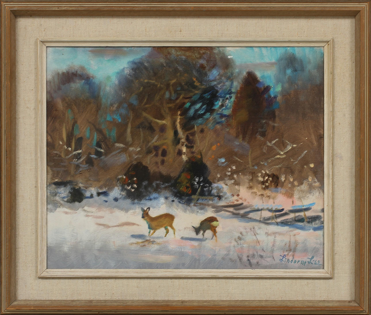 LINDORM LILJEFORS. Rådjur vid skogsbryn, olja på duk, signerad och daterad -62.