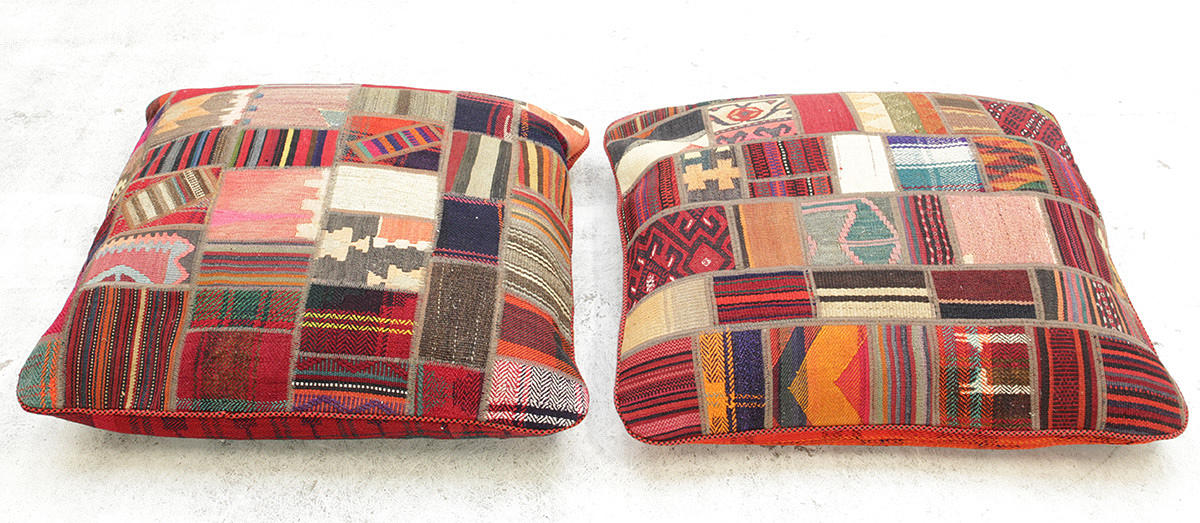 KUDDFODRAL, 2 st, Kelim patchwork, 90 x90 cm.
