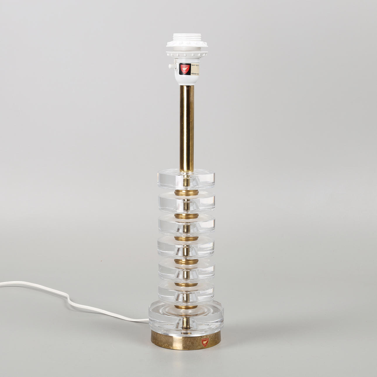 CARL FAGERLUND. Bordlampe, glas/messing, Orrefors.