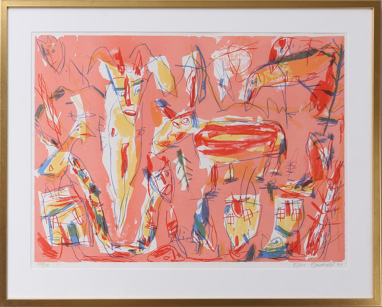 BJÖRN BJÖRNHOLT. Komposition, färglitografi, signerad "91" och numrerad 125/170, 1991.