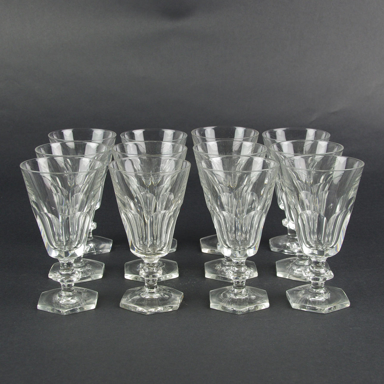 VINGLAS, 12 stycken, 1900-talets mitt.