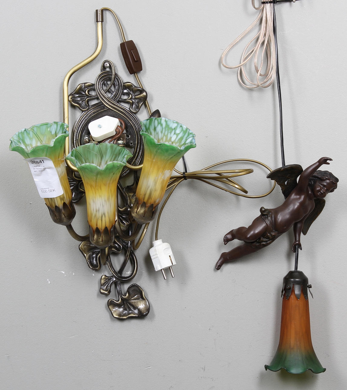 LAMPOR, 2 st, Art Noveau-stil, sent 1900-tal.