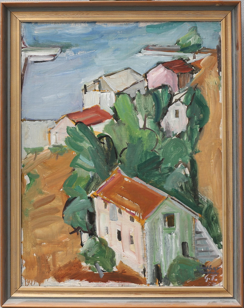 GÜNTHER TEUTSCH. Motiv från Jugoslavien. Olja på duk, signerad och daterad -55.