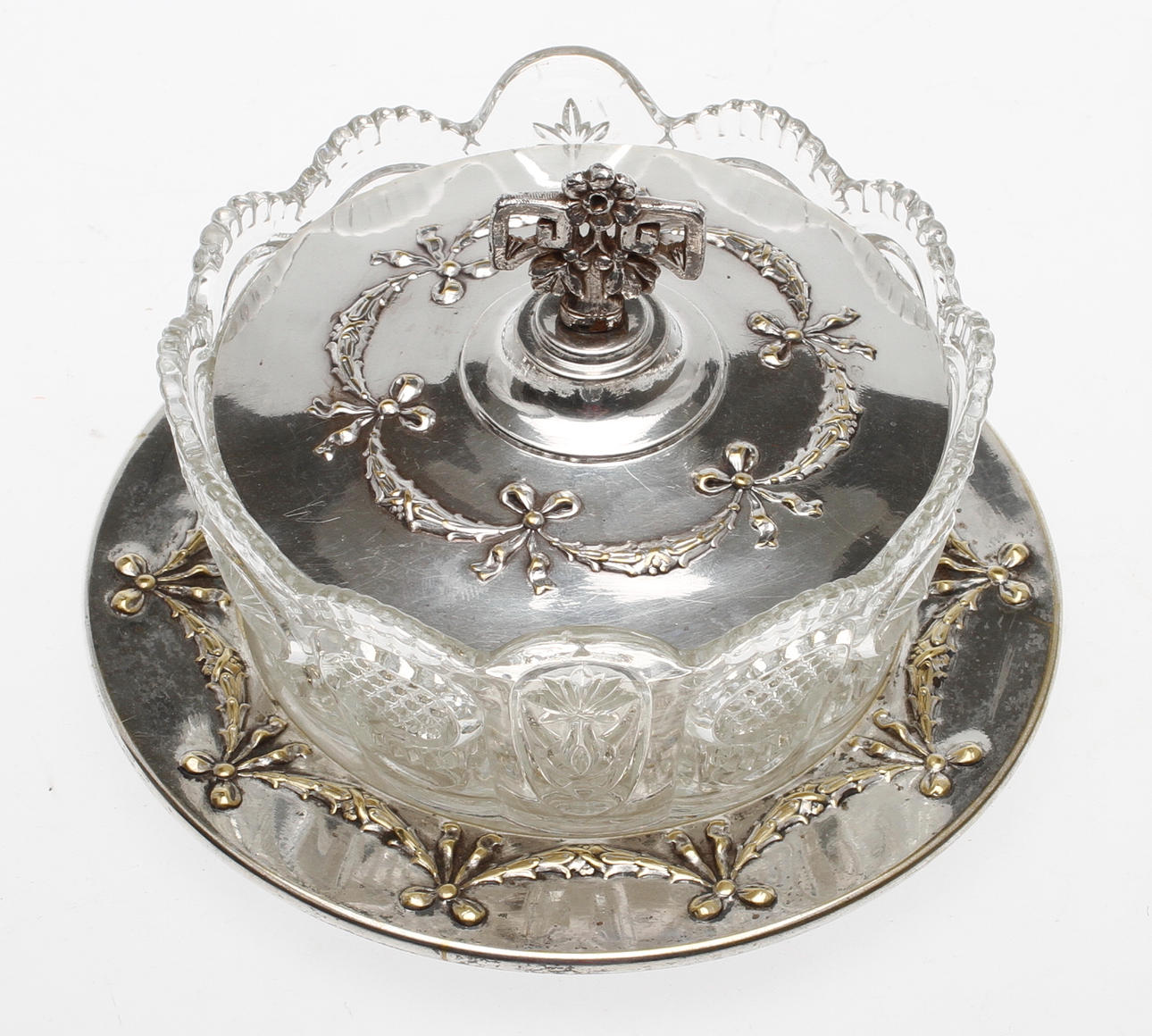 KAVIARSKÅL, nysilver och glas, 1900-tal.