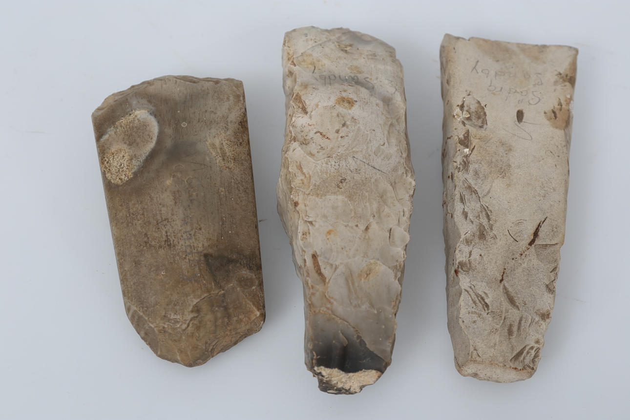 FLINTYXOR, stenåldern, 3 stycken, Södra Sandby.