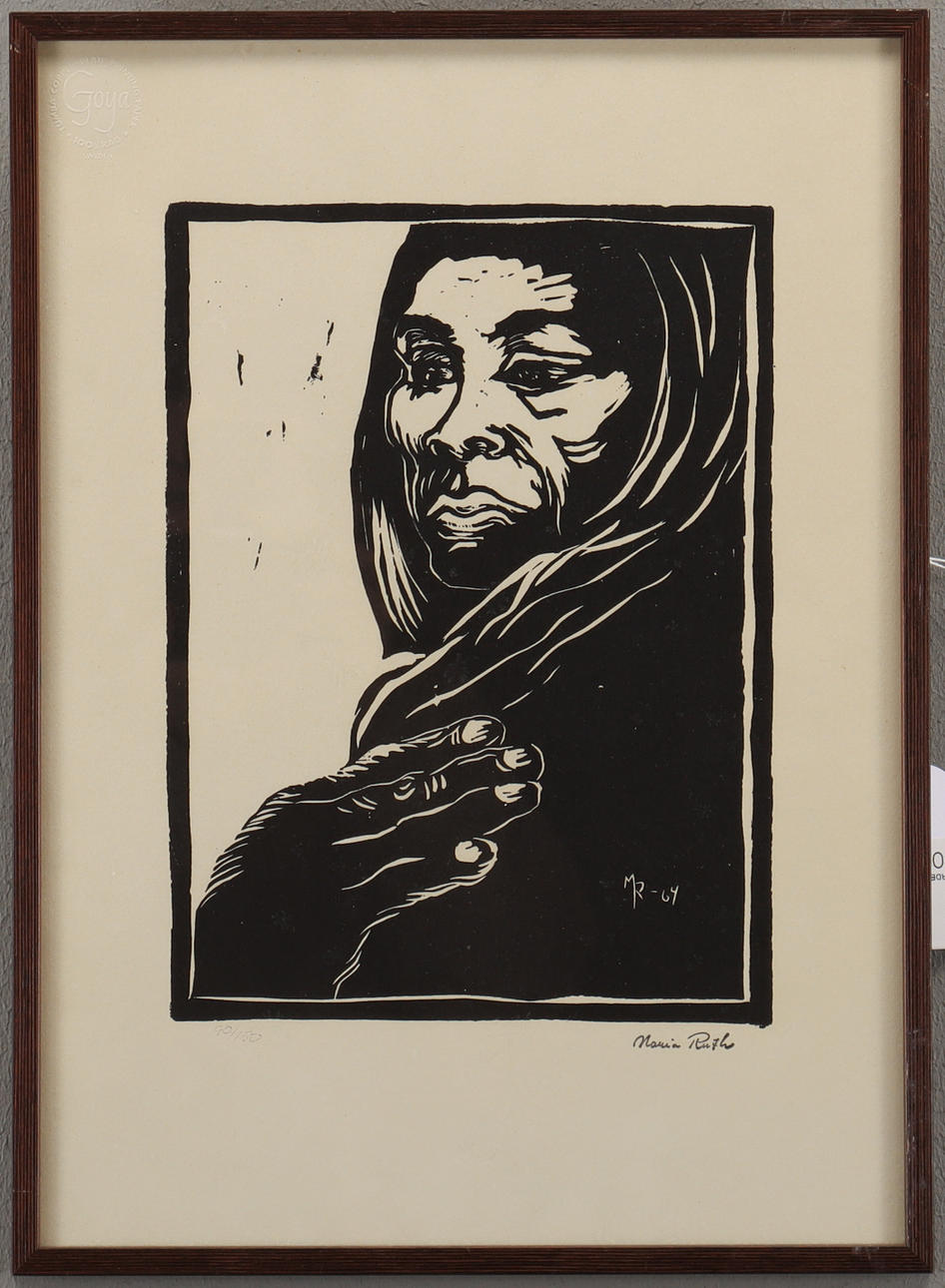 MARIA RUTH linoleum cut 90/150, signed.