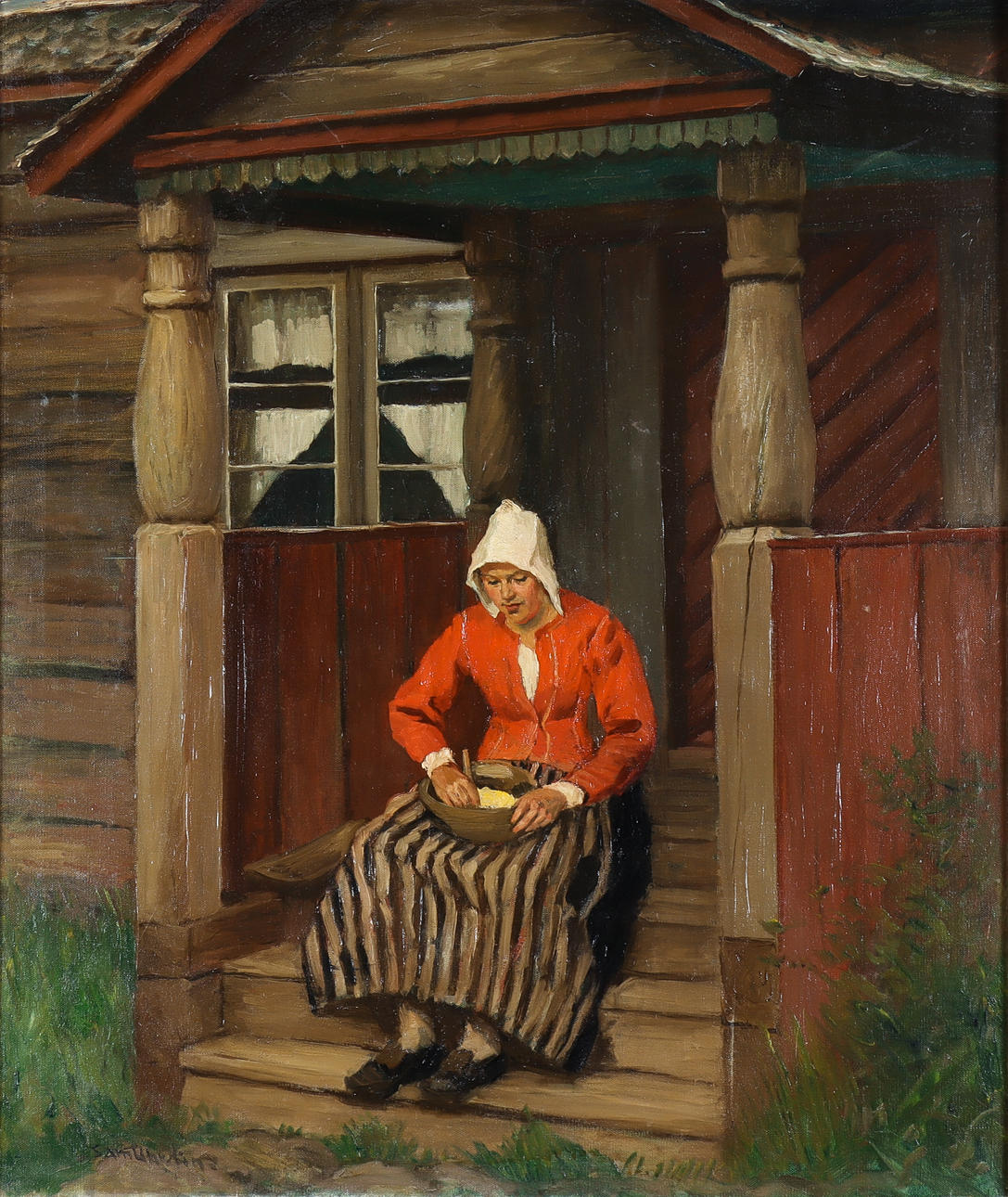 SAM UHRDIN. På trappen.