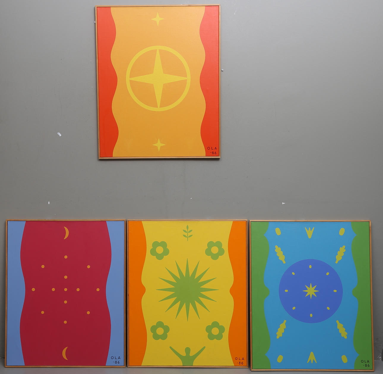 OLA FREIJD. Olja på duk, 4 st, signerade OLA och daterade -86.