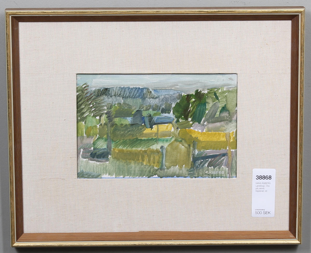 HANS ÅSBERG. Landskap. Olja på pannå. Signerad.