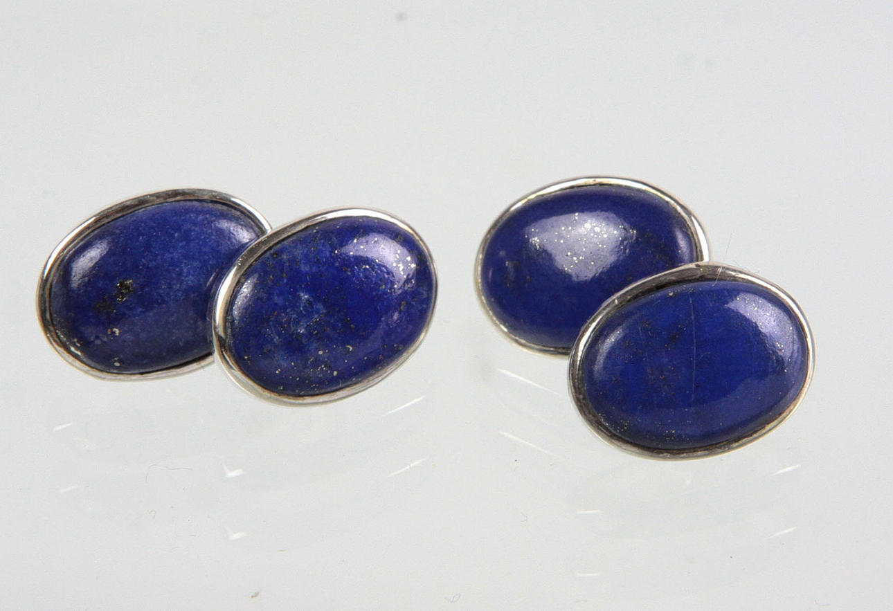 MANSCHETTENKNÖPFE LAPISLAZULI, Silber 925.
