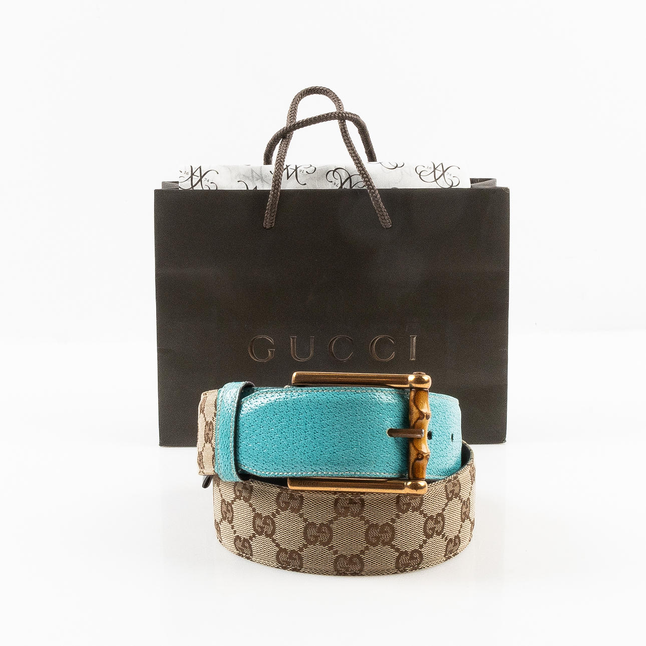 GUCCI, Skärp, CC monogram canvas, Bamboo buckle, omkring 2000.