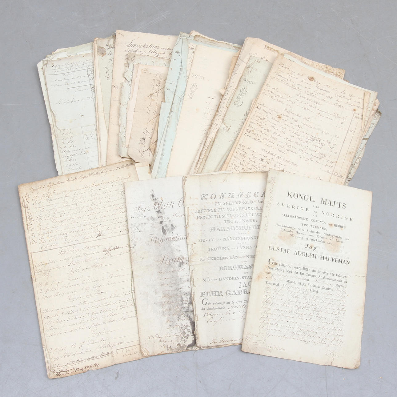 DIVERSE HANDSKRIFTER, bland annat bouppteckningar, skuldebrev,1800-tal.