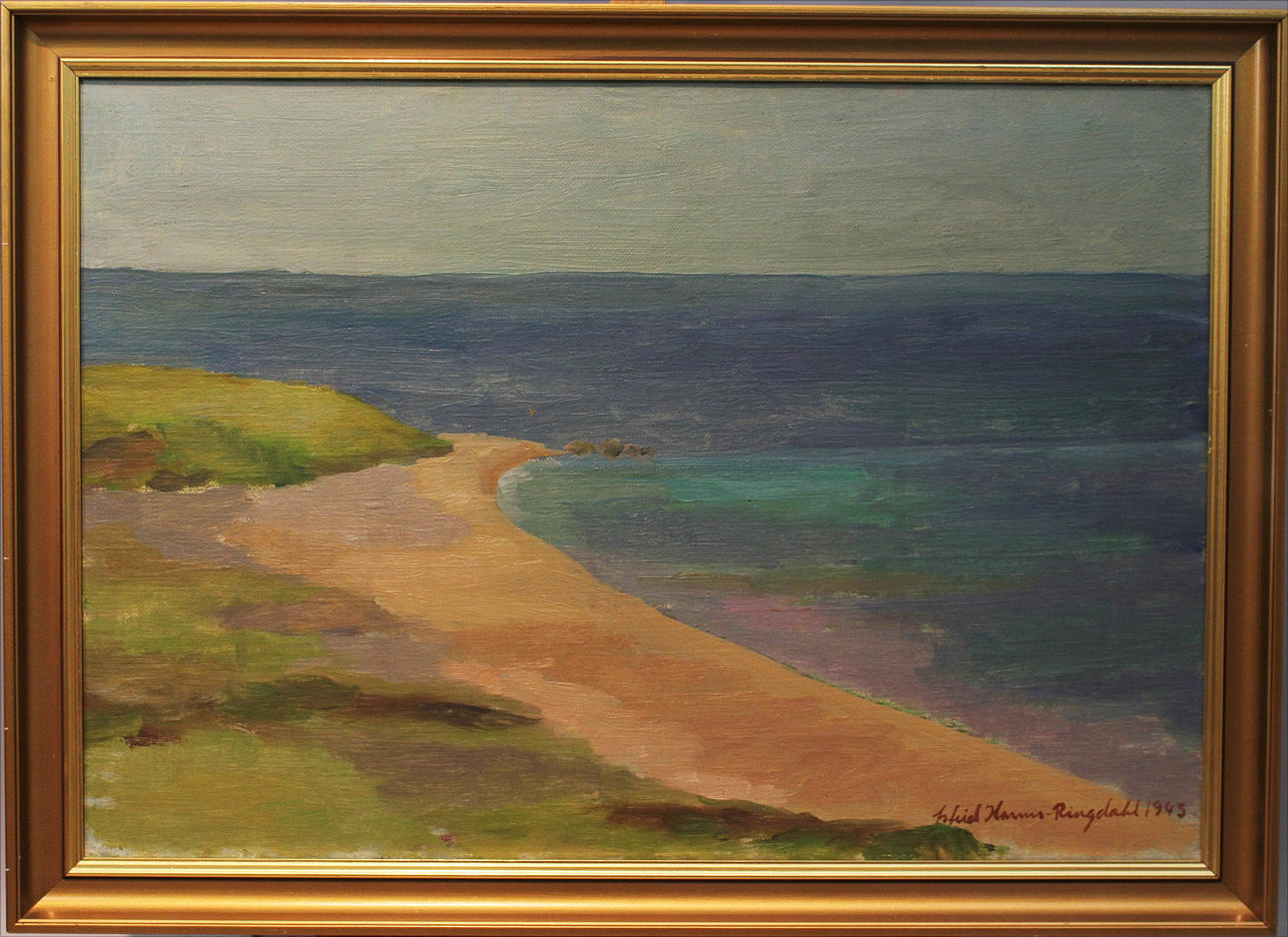 ASTRID HARMS-RINGDAHL. Kustlandskap. Olja på duk. Signerad och daterad 1943.