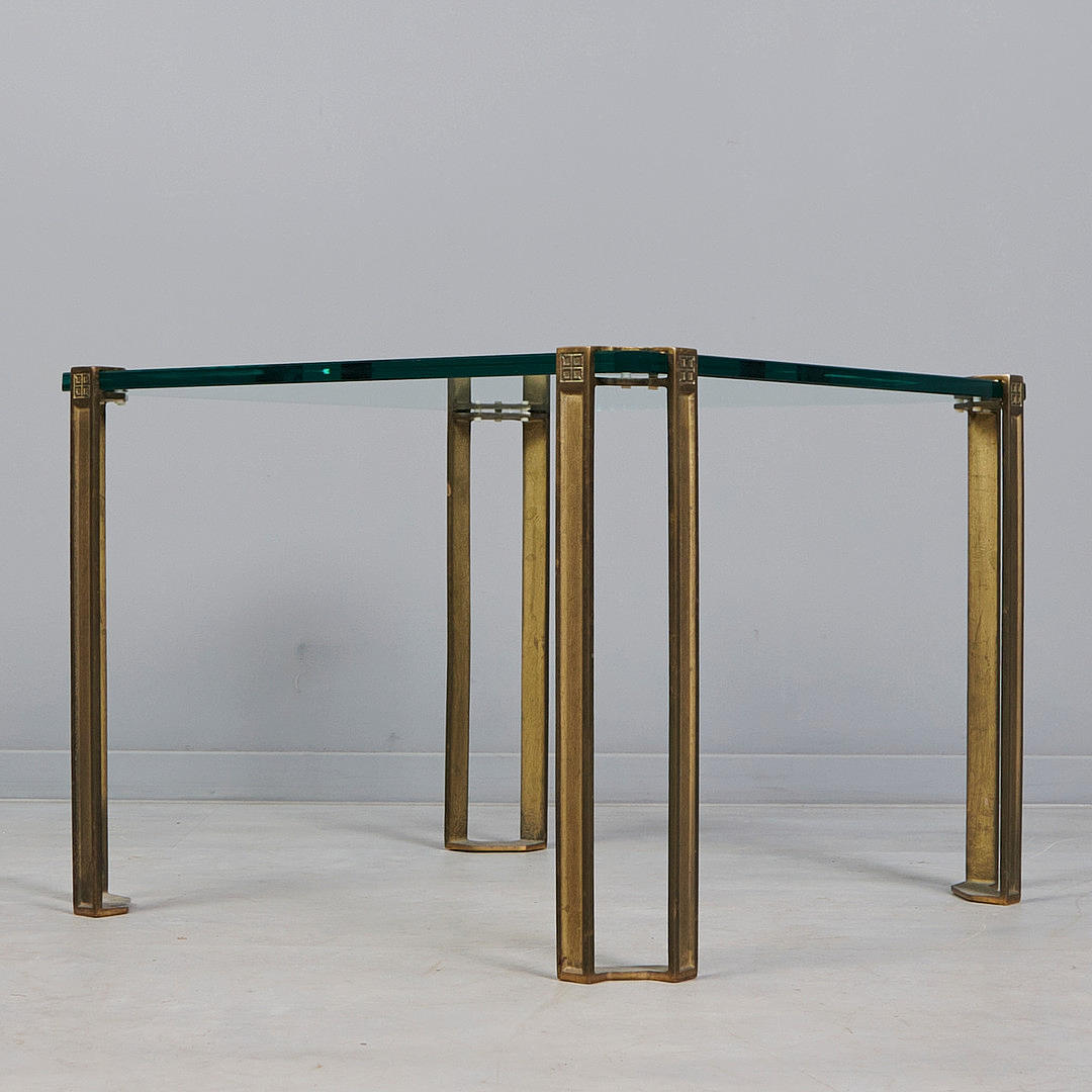 PETER GHYCZY. side table/coffee table, brass, glass, 1970s, Germany.
