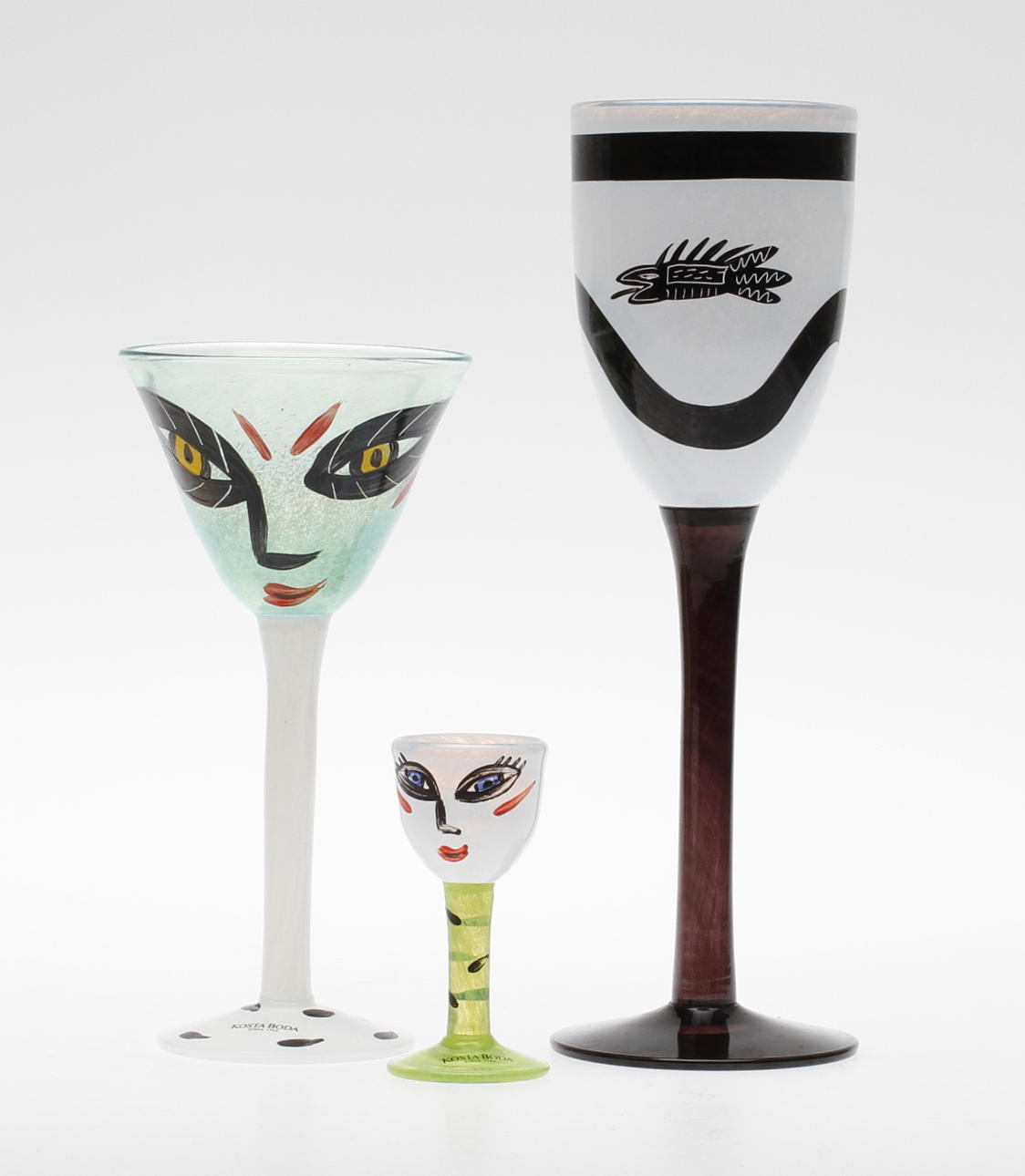 GLAS, 3 st, Kosta Boda, Ulrica Hydman Vallien.