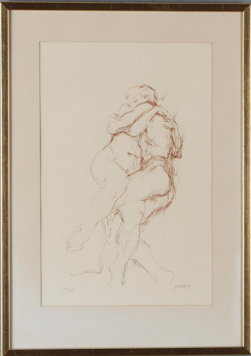 GUDMAR OLOVSON. Omfamnande par, grafiskt blad, signerad och numrerad 171/250.