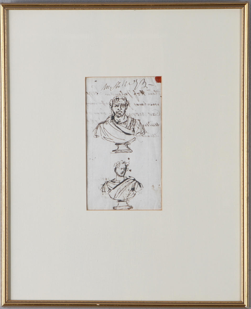 INBJUDNINGSKORT, adressat Johan Tobias Sergel, med skisser, omkring 1800.