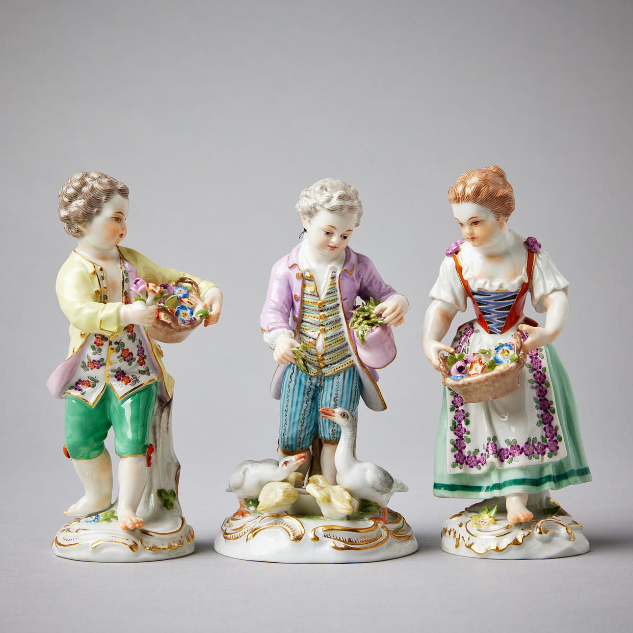 MEISSEN (establishment. 1710), three porcelain figurines, Germany 