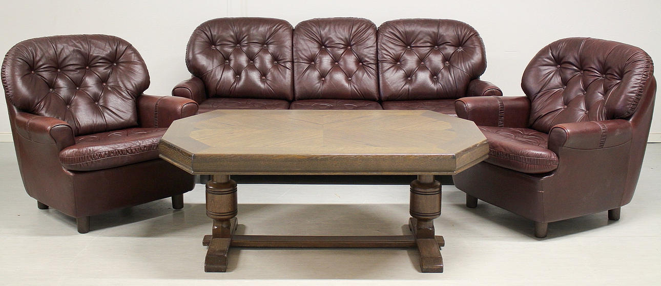 SOFFGRUPP, 4 delar, skinn, ek.